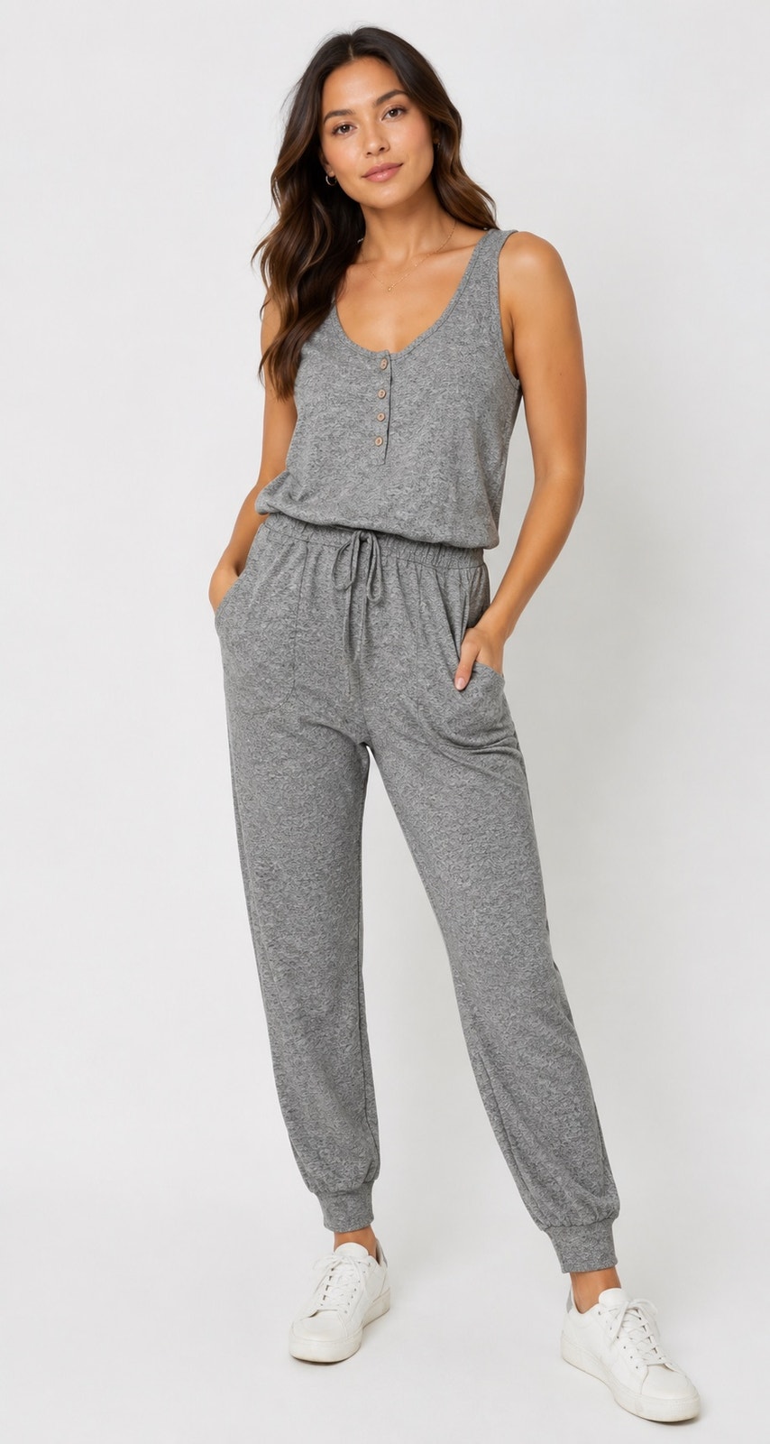 Gibsonlook Gray Super Soft Jennifer Henley Jogger Lounge Jumpsuit Loungewear Xs